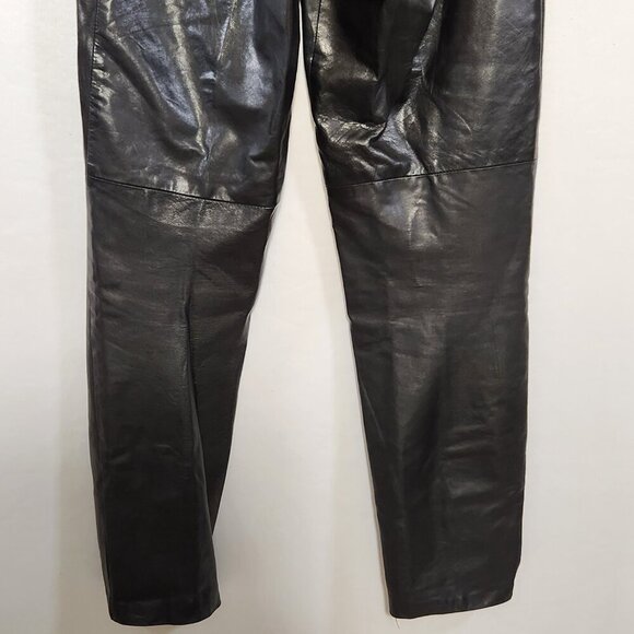 Peck & Peck Women's Size 5/6 Black Genuine Leather Pleat Front Zip Close Pants - Picture 5 of 15